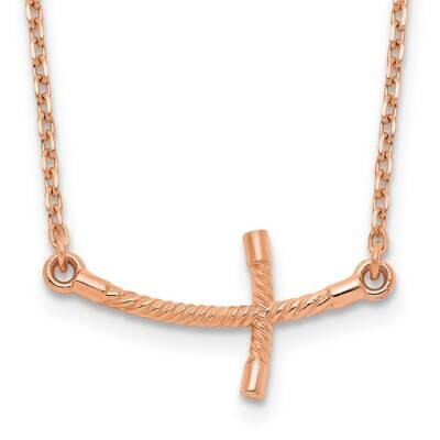 Sideways Curved Twist Cross Necklace 14k Rose Gold Small SF2088-19, MPN: SF2088-19, 191101642944
