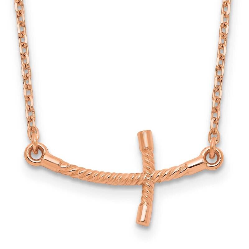 Sideways Curved Twist Cross Necklace 14k Rose Gold Small SF2088-19