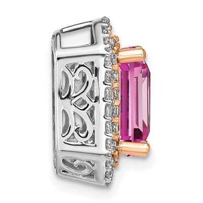 Created Pink Sapphire Pendant 14k Two-tone Gold Lab Grown Diamond PM7504-CPS-062-WRLG, MPN: PM7504-…