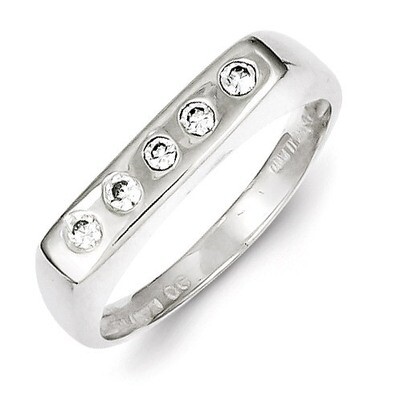 Sterling Silver Flat Top Diamond Ring QR4273-7