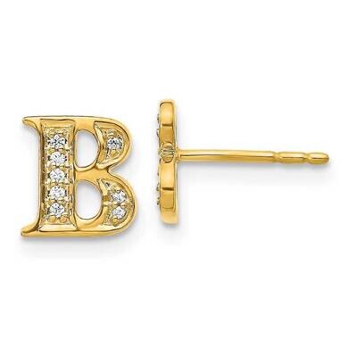 Initial B Earrings 14k Gold Diamond EM4170B-006-YA, MPN: EM4170B-006-YA, 883957663487