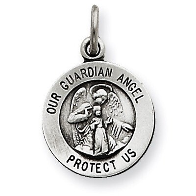 Antiqued Guardian Angel Medal Sterling Silver QC5817, MPN: QC5817, 886774558059