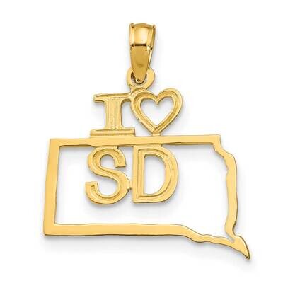 South Dakota State Pendant 14k Gold Solid D1188, MPN: D1188,