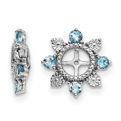 Swiss Blue Topaz Earring Jacket Sterling Silver Rhodium QJ110DEC, MPN: QJ110DEC, 191101387302