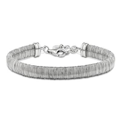 Sterling Silver wrapped wire bracelet 7.5 + 1 Extender- RHODIUM BR/023-RH