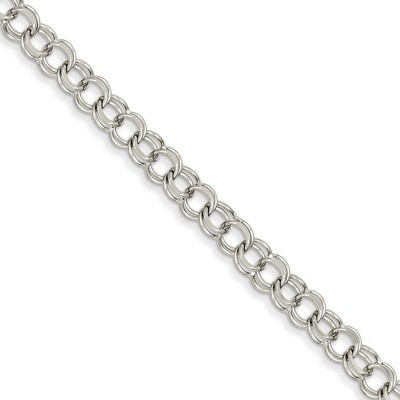 Double Link Charm Bracelet 8 Inch 14k White Gold WDO504-8, MPN: WDO504-8, 883957412153