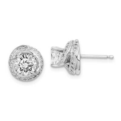 6mm CZ Diamond Swirl Post Earrings Sterling Silver Rhodium-plated QE14216, MPN: QE14216, 8839578136…