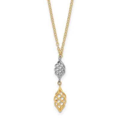 Fancy Swirl Bead Necklace 17 Inch 14k Two-Tone Gold Polished SF2921-17, MPN: SF2921-17, 883957931920