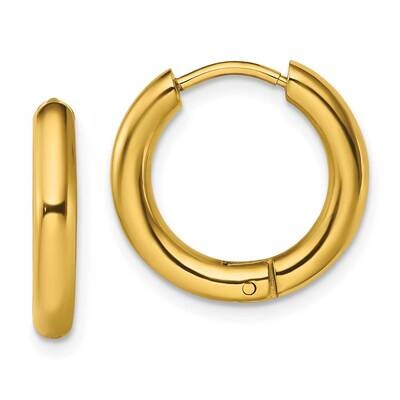 Yellow Ip-Plated 3mm Hinged Hoop Earrings Stainless Steel Polished SRE1475, MPN: SRE1475, 191101867…