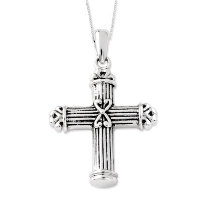 Cross Ash Holder 18 Inch Necklace Sterling Silver Antiqued QSX541, MPN: QSX541, 886774195544