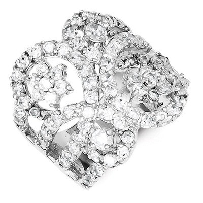 Polished Ring Sterling Silver Diamond QR2188, MPN: QR2188, 191101284519