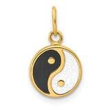 Black White Enamel Yin and Yang Pendant 14k Gold Polished YC1477, MPN: YC1477,