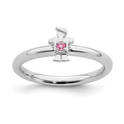 Pink Tourmaline Boy Ring Sterling Silver Rhodium-plated QSK1920, MPN: QSK1920, 191101720079