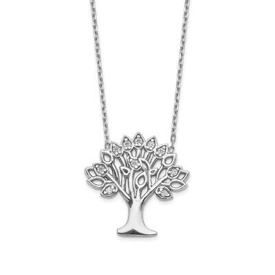 Cz Tree with 2 Inch Extension Necklace Sterling Silver Rhodium-plated QG5224-16, MPN: QG5224-16, 88…