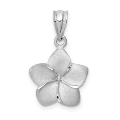 Diamond-cut Plumeria Pendant 14k White Gold Brushed D4465, MPN: D4465, 883957219714