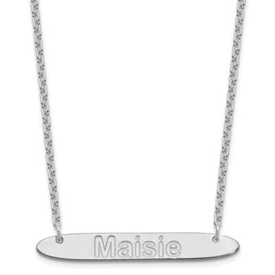 Medium Polished Oblong Arial Rounded Bar Necklace Sterling Silver Rhodium-plated XNA1238SS, MPN: XN…