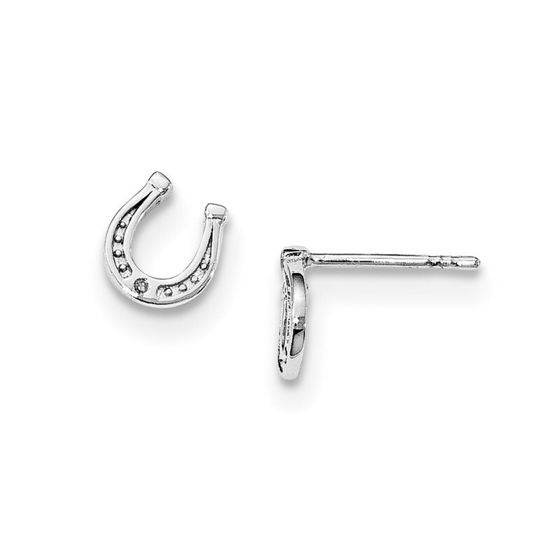 Horseshoe Post Earrings Diamond Sterling Silver QW421, MPN: QW421, 886774093222