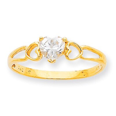 Polished Geniune White Topaz Birthstone Ring 10k Gold 10XBR157, MPN: 10XBR157, 191101091193