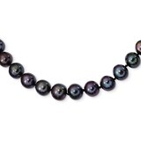 9-10mm Black Cultured Freshwater Pearl Necklace 24 Inch Sterling Silver Rhodium-plated QH5157-24, M…