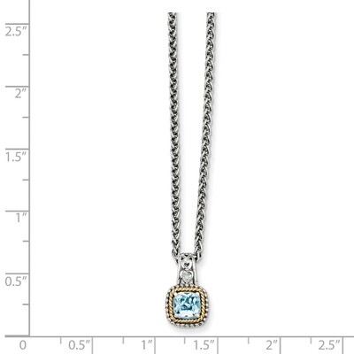 Blue Topaz Necklace Sterling Silver &amp; 14k Gold QTC799, MPN: QTC799, 883957483375