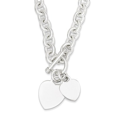 7.75 Inch Heart Disc on Fancy Link Toggle Bracelet Engravable Sterling Silver QG1148-7.75, MPN: QG1…