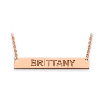 Large Polished Block Letter Name Bar Necklace Rose Gold-plated Silver XNA645RP, MPN: XNA645RP, 1911…