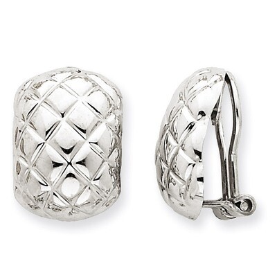 Polished Quilted Non-pierced Omega Back Earrings 14k White Gold H739, MPN: H739, 658226127522
