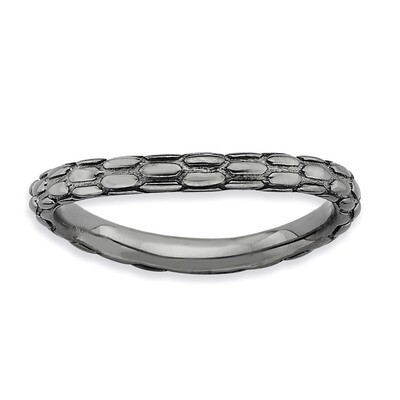 Black-Plate Wave Ring Sterling Silver Polished QSK695-10