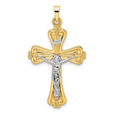 Solid Inri Curcifix Cross Pendant 14k Two-Tone Gold Polished XR1865, MPN: XR1865, 883957354057