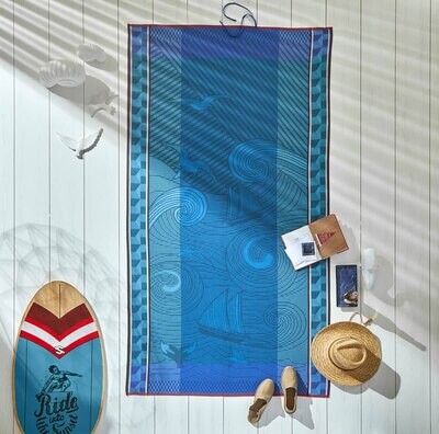 Le Jacquard Francais Beach Towel Baignade Socoa Blue 100% Cotton 26906, MPN: 26906, 3660269269067