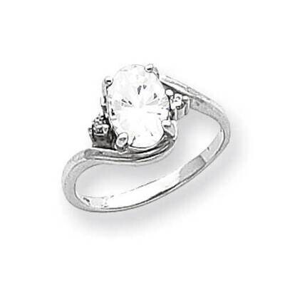 8x6mm Oval Cubic ZirconiDiamond Ring 14k White Gold Y2246CZ_AA, MPN: Y2246CZ_AA, 883957625843