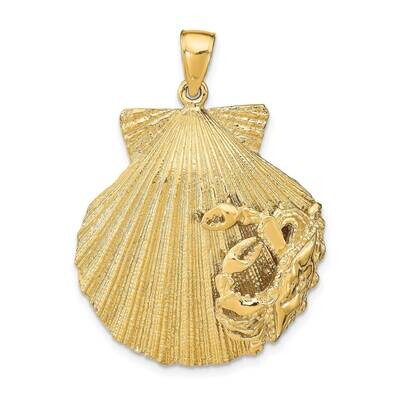 Scallop Shell with Crab Pendant 14k Gold K8152, MPN: K8152, 637218075492