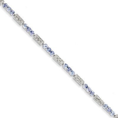 Tanzanite and Diamond Bracelet Sterling Silver QX861TZ, MPN: QX861TZ, 883957441764