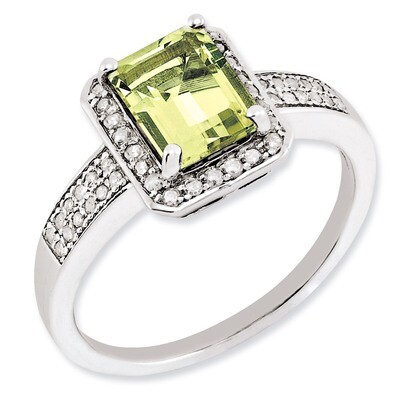 Lemon Quartz Ring Sterling Silver Diamond QR3055LQ, MPN: QR3055LQ, 883957462950