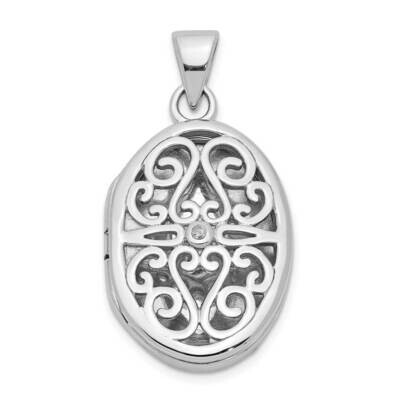 Diamond Locket Sterling Silver Rhodium Plated QLS1024, MPN: QLS1024, 883957948652