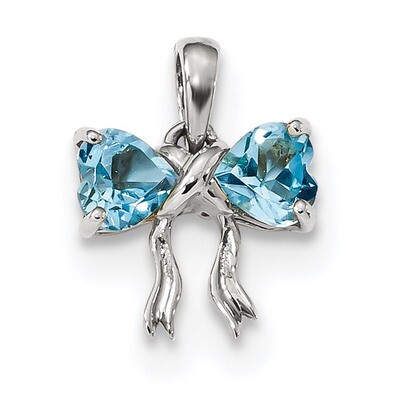 Polished Light Swiss Blue Topaz Bow Pendant 14k white Gold XBS583, MPN: XBS583, 883957236230
