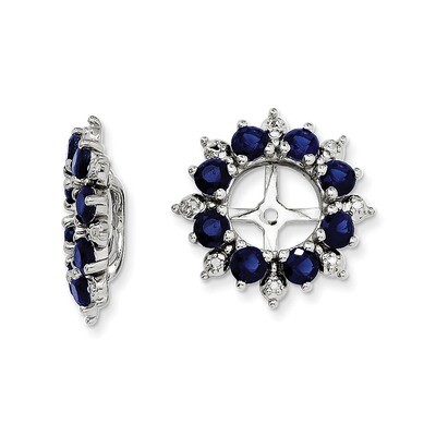 Diamond &amp; Created Sapphire Earring Jacket Sterling Silver Rhodium QJ119SEP, MPN: QJ119SEP, 19110138…