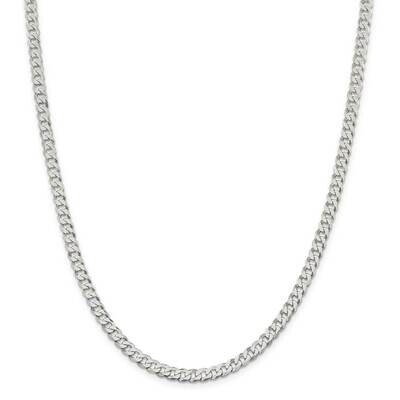 4.5mm Beveled Curb Chain 26 Inch Sterling Silver QFB120-26, MPN: QFB120-26,