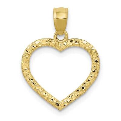 Textured Cut-Out Heart Pendant 10k Gold Polished 10YC444, MPN: 10YC444,