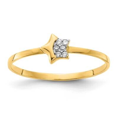 CZ Diamond Star Ring 14k Gold Polished R957, MPN: R957, 196904041635