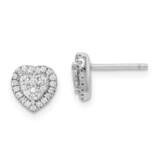 Pave CZ Diamond Heart Post Earrings Sterling Silver Rhodium-plated QE15044, MPN: QE15044, 886774087…