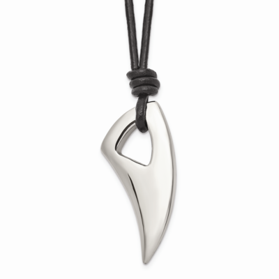 Claw Leather Cord Necklace Stainless Steel Polished SRN1473-20 by Chisel, MPN: SRN1473-20, 88677467…