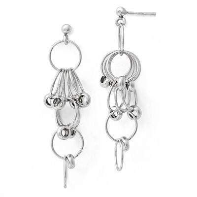 Polished Post Dangle Link Earrings Sterling Silver QLE566
