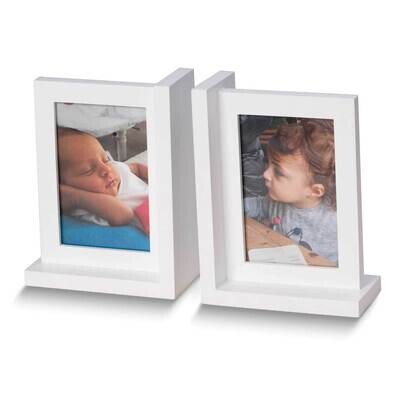 Double Sided 4x6 Photo White Wood Picture Frame Bookend Set GM24181WT, MPN: GM24181WT, 797140510178