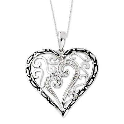 Antiqued A Mother&#39;s Touch 18 Inch Necklace Sterling Silver with Diamonds QSX443, MPN: QSX443, 88677…