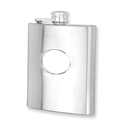 Polished and Brushed Stainless Steel 6Oz Hip Flask GP2730, MPN: GP2730, 788089143022