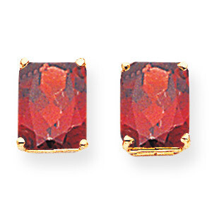 10x8mm Emerald Cut Garnet Earrings 14k Gold XE69GA, MPN: XE69GA, 883957096582
