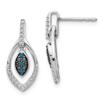 Blue and White Diamond Dangle Post Earrings 14k White Gold EM5578-005-WA, MPN: EM5578-005-WA, 88395…