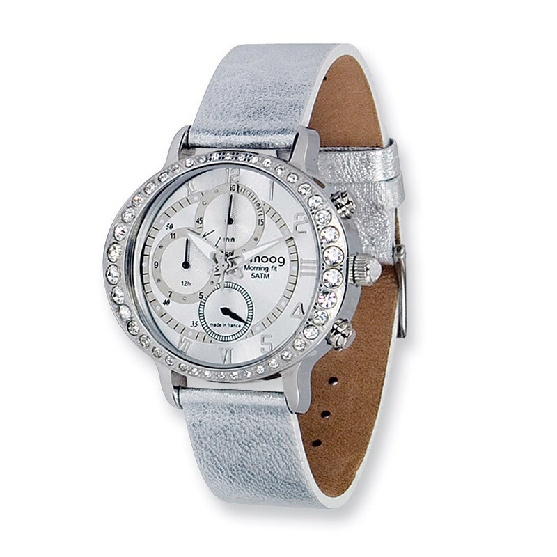 Moog Morning fit Silver Dial Silver Leather Chrono Watch - Fashionista
