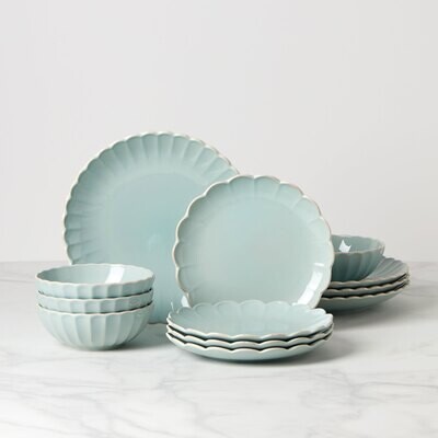 Lenox Frnch Perle Scallop Iceblue 12 Piece Dinnerware Dab 894511, MPN: 894511, 194372024419